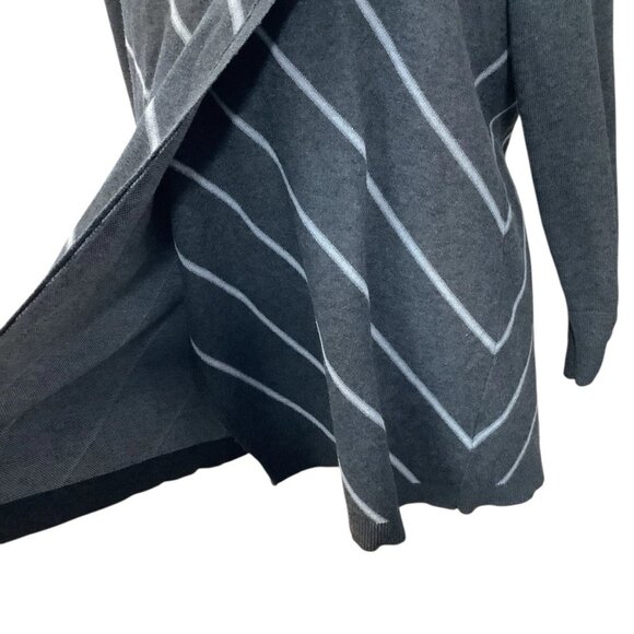 White House Black Market Pullover Wrap Sweater Gray Striped Turtleneck Womens M - Picture 9 of 10